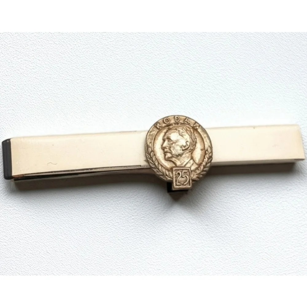 Vtg 1954 sterling silver Kodak 25 years coin tie clip antique